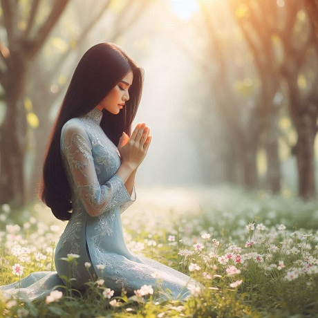 Filipina woman praying
